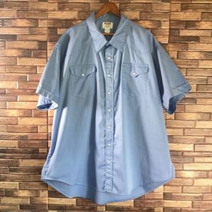 Mens Vintage Western Ruddock Pearl Snap Blue Button Down Size 30(3XL)